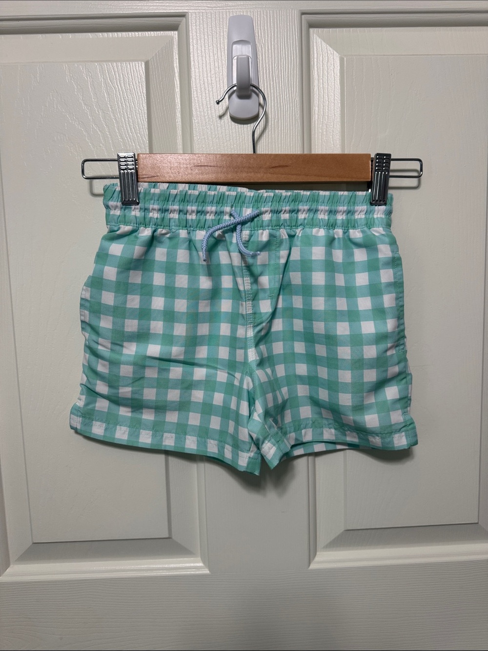 The Beaufort Bonnet Company Mint Green and White Gingham Drawstring Shorts